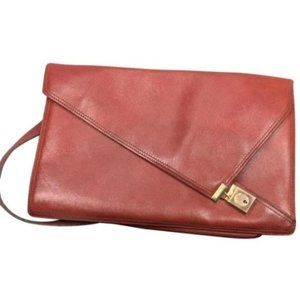 Anne Klein Vintage British Tan or Cognac Asymmetrical Envelope